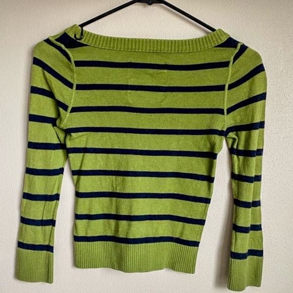 Hollister retro Y2K Green Striped Blue/Green Cardigan M - Picture 2 of 3